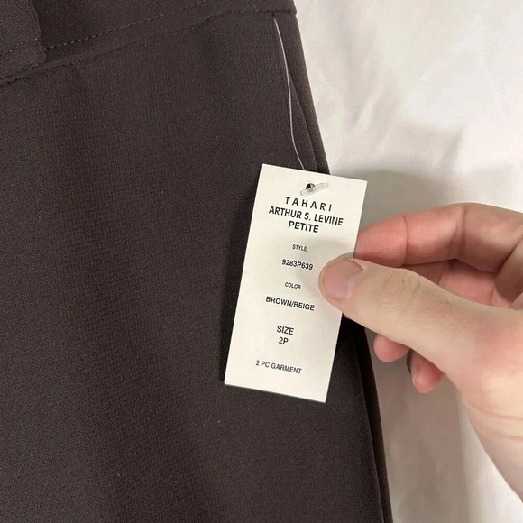 Tahari Dress Pants Women's 2P Petite Brown Button Zip Arthu S. Levine - Picture 4 of 9